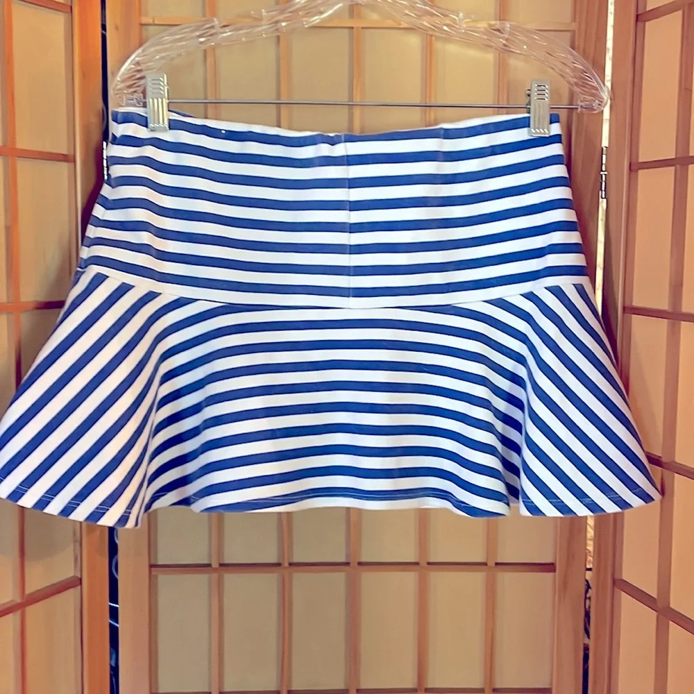 Justice Skirt Skort Blue and White Stripe Skirt Skort